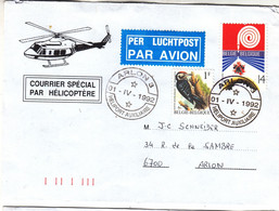Hélicoptères - Belgique - Lettre De 1992 - Oblit Arlon - Vol Spécial Par Hélicoptère - Helicópteros