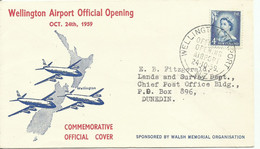 NUEVA ZELANDA, CARTA CONMEMORATIVA   WELLINGTON   AIRPORT,  AÑO  1959 - Brieven En Documenten