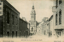 Savenay * La Rue De L'église Du Village * Café - Savenay