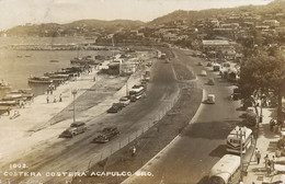 Real Photo Acapulco Costera  American Cars Bus P. Used 1951 To Marianao Cuba - Mexique