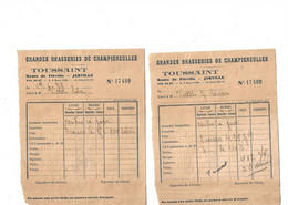 Lot De 3 Petites Factures 1937-38 / 54 JARVILLE / Brasseries De Champigneulles - Facturen