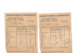 Lot De 3 Petites Factures 1937-38 / 54 JARVILLE / Brasseries De Champigneulles - Invoices