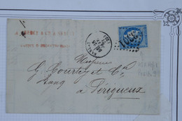 AG16 FRANCE BELLE LETTRE  1871  SARLAT   POUR PERRIGUEUX  + EMISSION DE BORDEAUX  +  + ++AFFRANCH.  PLAISANT - 1870 Emissione Di Bordeaux