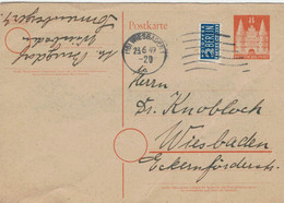 Wiesbaden 1949 Ganzsache Ortskarte Steuermarke Berlin Maschinenstempel - Postkarten - Gebraucht