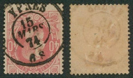 émission 1869 - N°34 Obl Double Cercle "Ypres" - 1869-1883 Leopold II