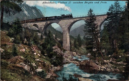 ! Alte Ansichtskarte Albulabahn Zwischen Bergün Und Preta, Viaduct, Eisenbahn, Schweiz, 1913 - Trains