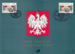 Carte Maximum - PALAC MNISZCHOW Ambasada Belgii W Polsce - 1998 - Warszawa Bruxelles - 1991-2000