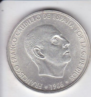 MONEDA DE PLATA DE ESPAÑA DE 100 PTAS DEL AÑO 1966 (FRANCO) SILVER-ARGENT - 100 Peseta