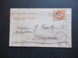 Frankreich 1870 Napoléon III. Michel Nr.30 EF Rauten Nummernstempel Und K2 Sarlat Faltbrief Mit Inhalt - 1863-1870 Napoléon III. Laure