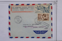 AH3 FRANCE  BELLE LETTRE   1953  IER VOL TOULOUSE  PARIS POUR LYON +VIGNETTE+AEROPHILATELIE+AFF. PLAISANT - 1960-.... Covers & Documents