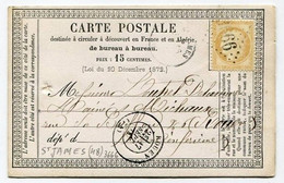 !!! CARTE PRECURSEUR CERES CACHET DE ST JAMES (MANCHE) 1874 - Precursor Cards