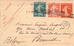 Belgique Entier Postal - Carte Lettre Cachet Facteur - Timbres Type Semeuse Annulation Roulette - Postbladen