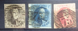 BELGIE   1851     Nr. 6 - 7 En 8    Mooi Gerand  Nr. 7 Met Hoekboord     Gestempeld     CW 144,00 - 1851-1857 Medallones (6/8)