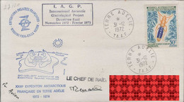 Terre Adélie 31. 12. 1972-  I. A. G. P. II Dédicace M. Renard. Photo I A G P II Offerte. - Briefe U. Dokumente