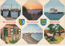 CPA AMELAND- DIFFERENT VIEWS, ISLAND, VILLAGES, HOUSES, HARBOUR, SHIP - Ameland