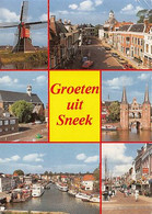 CPA SNEEK- DIFFERENT VIEWS, STREET VIEWS, WATER MILL, GATE, CANAL BANKS, SHIP, CAR - Sneek