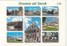 CPA SNEEK- DIFFERENT VIEWS, STREET VIEWS, TOWN HALL, BRIDGE, CANAL BANKS, SHIP, CAR - Sneek