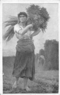 Jules Breton (Publicité Glutron à Isigny Sur Mer) - Femme Avec Gerbe Sur épaule Gauche - Paintings