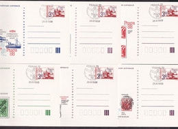 CZECHOSLOVAKIA 1988 - Lot Of 6 Unused Stationery With Nice Commemotive Cancel Praha 72 - Den Svetove Vystava - Storia Postale