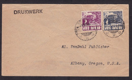 Dutch Indies: Cover To USA, 1936, 2 Stamps, Agriculture, Rare Cancel Indramajoe (minor Damage At Back) - Nederlands-Indië