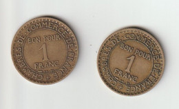 Monnaies De Nécessité - Chambre De Commerce De France - Lot De 2 Pièces De 1 Franc - Monétaires / De Nécessité