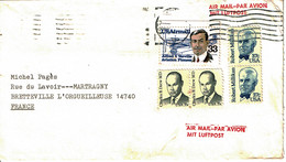 1986 - Lettre Pour La France - Tp Yvert N° 1319 + 1376 + PA 107  -  Cut Of The Envelope On The Left - Marcophilie