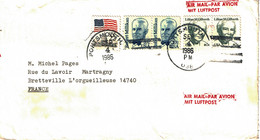 1986 - Lettre De PORTSMOUTH Pour La France  - Tp Yvert N° 1376 + 1515 + 1577 - Cut Of The Envelope On The Left - Poststempel