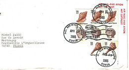 1985 -  Lettre De BERWICK Pour La France -  Coquillages 3 X 1581 + 2 X 1582 + 2 X 1583 - Cut Of The Envelope On The Left - Marcofilie