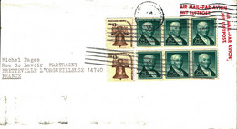 1985 -  Lettre Des U.S.A.  Pour La France - 6 Tp Yvert N° 640 + 2 X 1074 - Cut Of The Envelope On The Left - Marcofilie