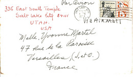 1963 - Lettre De SALT LAKE CITY Pour La France -  Tp N° PA59 - Marcophilie