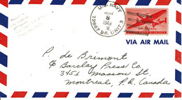 1949 - Lettre Avec Cachet "U.S. NAVY - 12867 BR. UNIT 3"  Pour Montréal (Canada) -  Tp Yvert N° 26 - Marcophilie