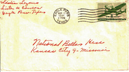 1946 - Lettre De EAGLE PASS (Texas) Pour Kansas City -  Tp Yvert N° 27  (Envelope Open On 3 Sides) - Marcofilia