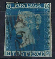 GRANDE BRETAGNE 1841:  Le 2p Bleu Sur Azuré Y&T 4, Obl. - Used Stamps