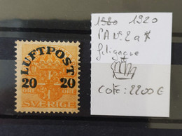 05 - 22 / Sverige - Suede - RARE - 100 Exemplaires - PA N° 2A * - Filigrane Krone - Cote : 2200 Euros - Oblitérés