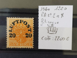 05 - 22 / Sverige - Suede - RARE - 100 Exemplaires - PA N° 2A * - Filigrane Krone - Cote : 2200 Euros - Used Stamps