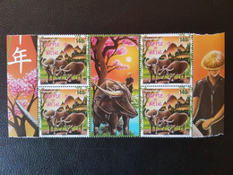 Polynesia 2021 Polynesie China Chinese Year OX BUFFLE METAL Buffalo Astro Chine An 4v Mnh BLOC + VIGNETTE - Unused Stamps