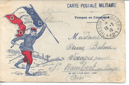 CARTE  Franchise Militaire  - GUERRE 14/18 - Troupes En Campagne - Honneur Et Patrie => ST RAMBERT EN BUGEY (ain ) . - Covers & Documents