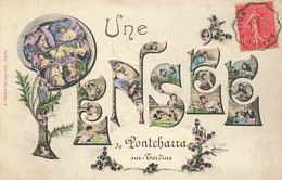 69 - RHÔNE - PONTCHARRA-SUR-TURDINE - Carte Fantaisie Ancienne "une Pensée De" Superbe- 10393 - Pontcharra-sur-Turdine
