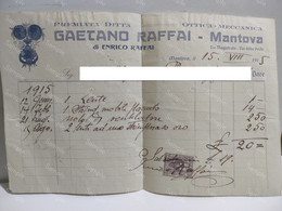 Italy Italia Invoice Fattura Ottica Meccanica GAETANO ENRICO RAFFAI Mantova. Via Della Posta 1915 - Italia