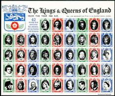 Kings And Queens Of England 42 Old Labels Full Sheet - Blocks & Kleinbögen