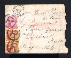 S4397-AUSTRALIA-VICTORIA-OLD COVER MORWELL To BRUSSON (italy).1893.BRITISH Colonies.Enveloppe RECOMMANDE - Brieven En Documenten