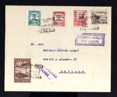 5861-ESPAÑA-SPAIN.MILITARY CENSOR PROPAGANDA AIRMAIL CIVIL WAR COVER LAS PALMAS To SEVILLA.1937 WWII.ENVELOPPE Censure - Emisiones Repúblicanas