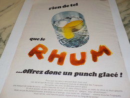 ANCIENNE PUBLICITE RIEN DE TEL QUE LE RHUM  1970 - Alcools