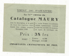 JC , Publicité , 1938, Timbres Poste ,CATALOGUE MAURY , 38 Frs - Publicidad