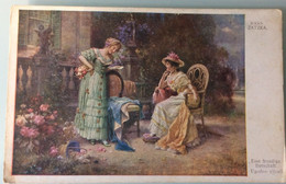 OLD POSTCARD Illustrators - Signed > HANS ZATZKA WOMAN LADIES MÄDCHEN EINE FREUDIGE BOTSCHAFT  AK - Zatzka