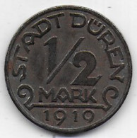 Allemagne - Stadt DUREN - 1/2 Mark 1919 - Other & Unclassified