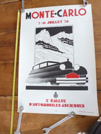 Affiche MONTE-CARLO   7-11-1976   2e Rallye Automobiles Anciennes   (dimensions = 64cm X 44cm)  Description Au Dos - Posters
