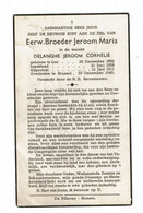 Doodsprentje 1940 Priester / Broeder Jeroom Maria ( Jeroom Cornelis Delanghe ) : Loo - Brussel . - Religion & Esotérisme