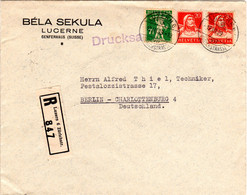 Schweiz 1912, 7 1/2+2x20 C. Auf Portorichtiger Reko Drucksache V. Luzern  - Non Classés