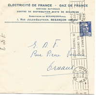 France Enveloppe Cachet à Date 1953 Besançon RP Doubs + Flamme Abonnez Vous Aux émissions De Timbres - 1921-1960: Modern Period